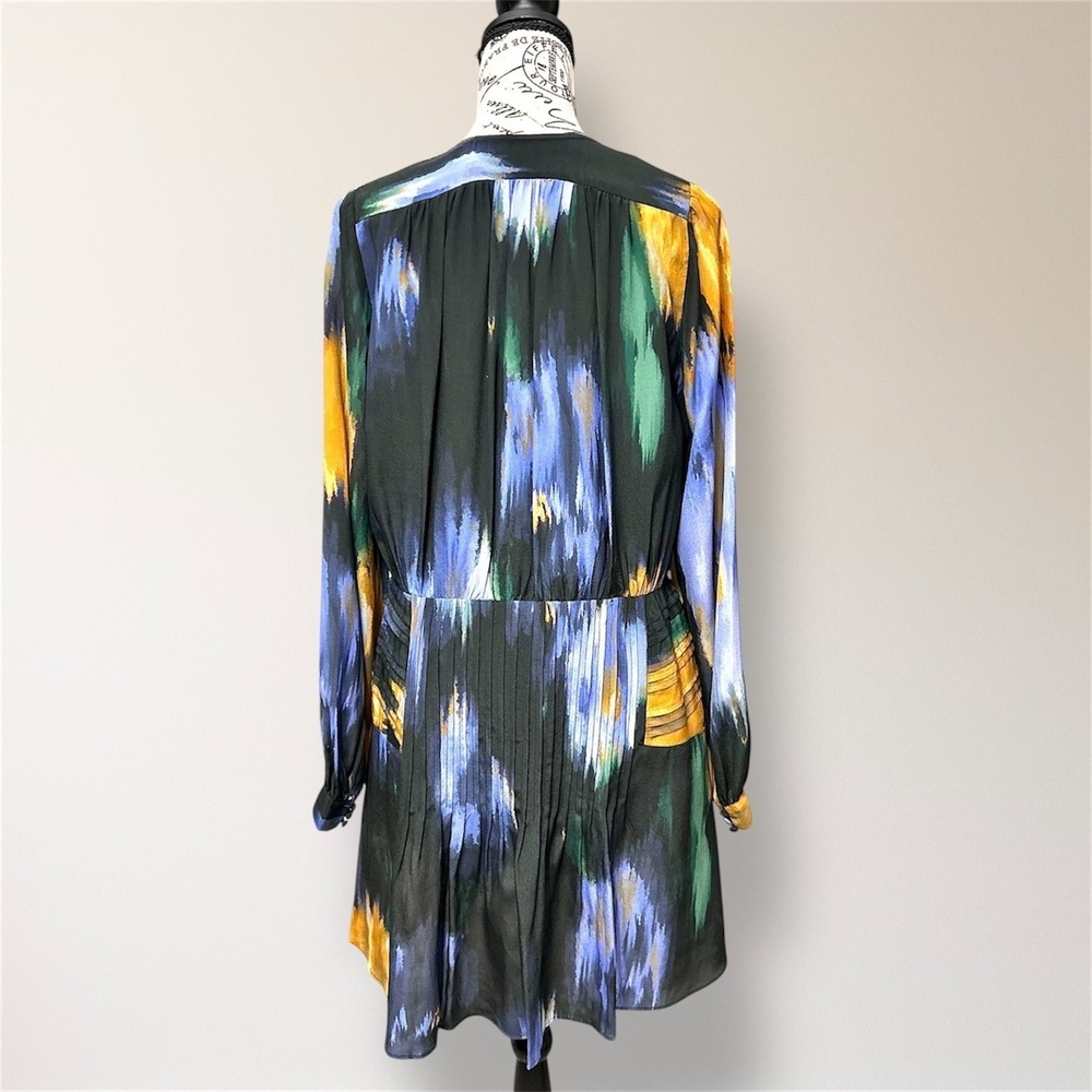 Marie Oliver Vera Silk Mini Dress Blue Floral Pleated Homecoming Wedding Guest - Picture 4 of 15